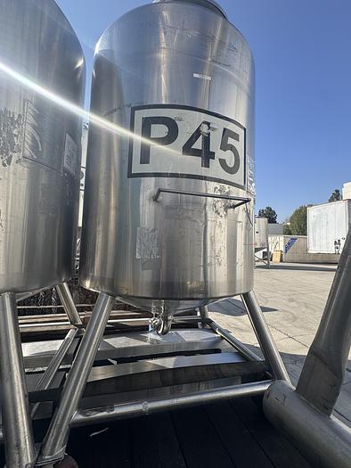 Used Tank, 550 Gallon, 316 Stainless Steel, Dome Top, Cone Bottom, Portable