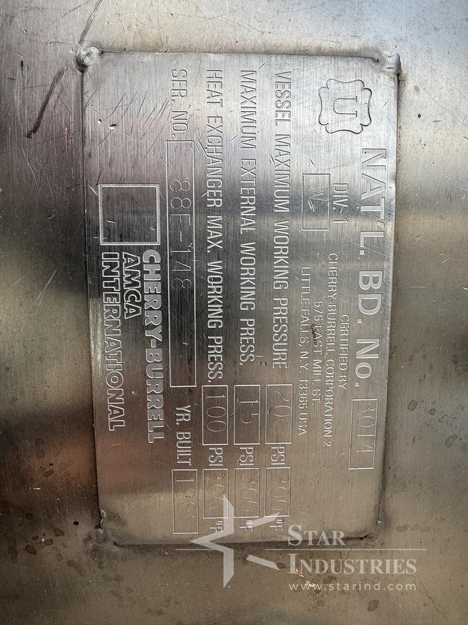 Used Cherry-Burrell 500 gallon Cap Jacketed w/Agitator
