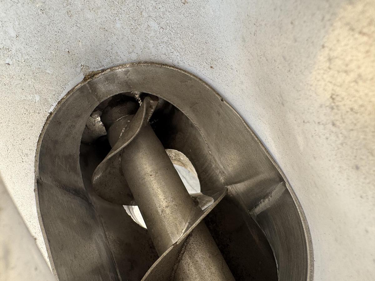 Used Stainless Steel Screw Conveyor, 96'' drop discharge