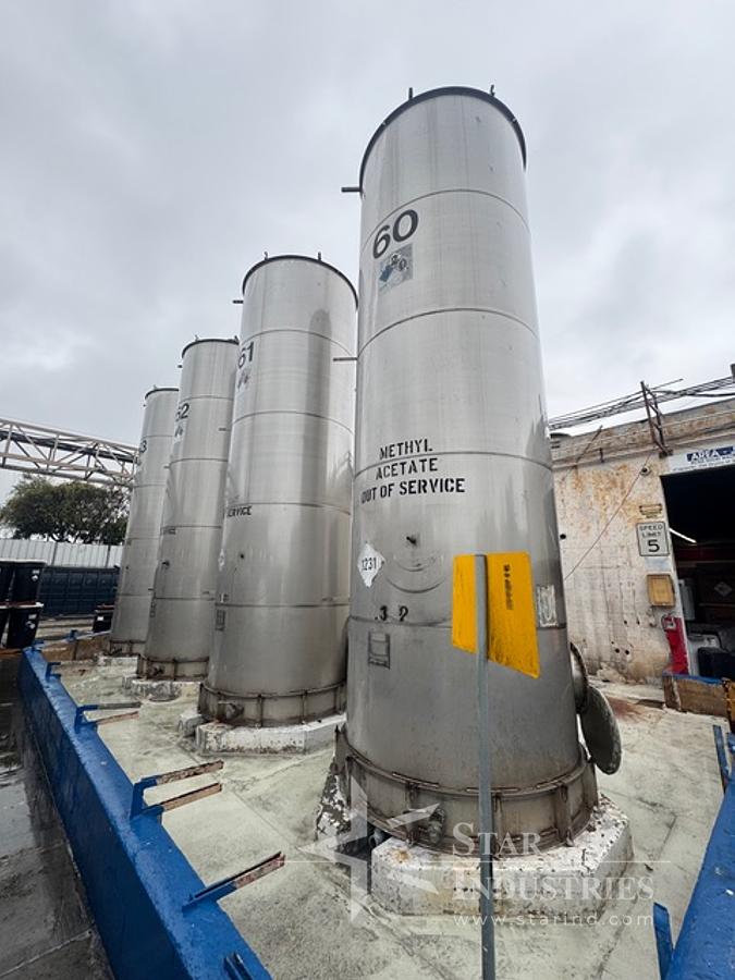 Used Tank, 4,200 Gallon, Stainless Steel, 6' Dia x 20' H, Valley Foundry, UL rated