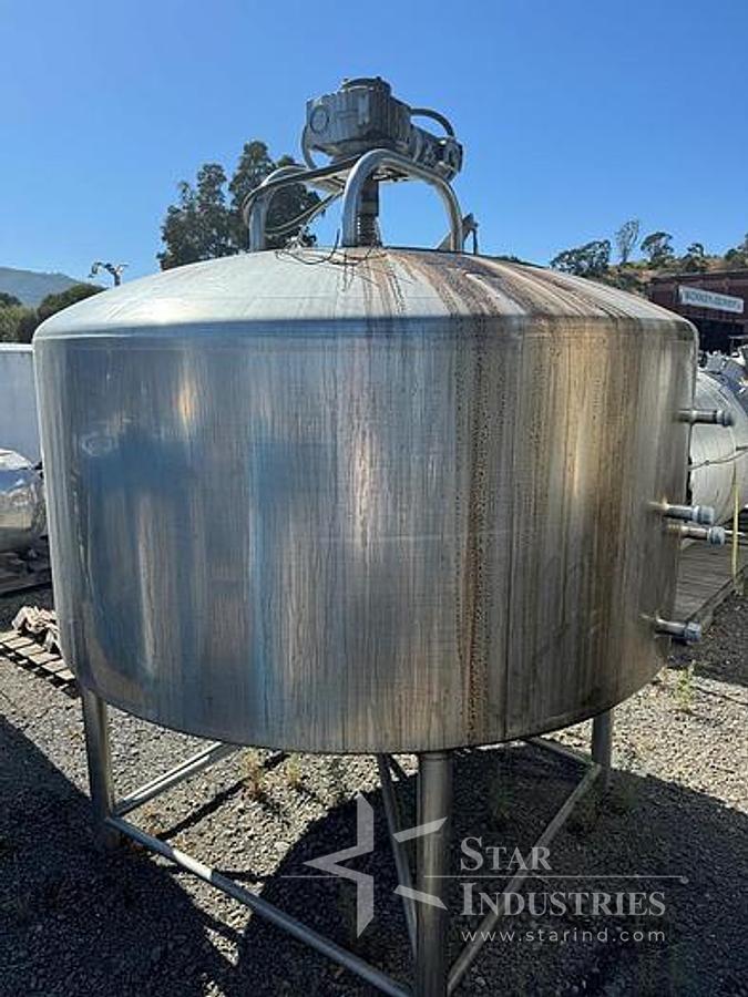 Used Tank, 1,000 Gallon, S/st, Jkt, DCI, Scrape Agit, CB/DT 