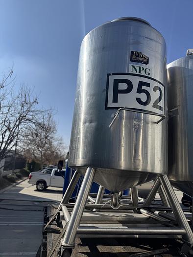 Used Tank, 450 Gallon, 316 Stainless Steel, Dome Top, Cone Bottom, Portable