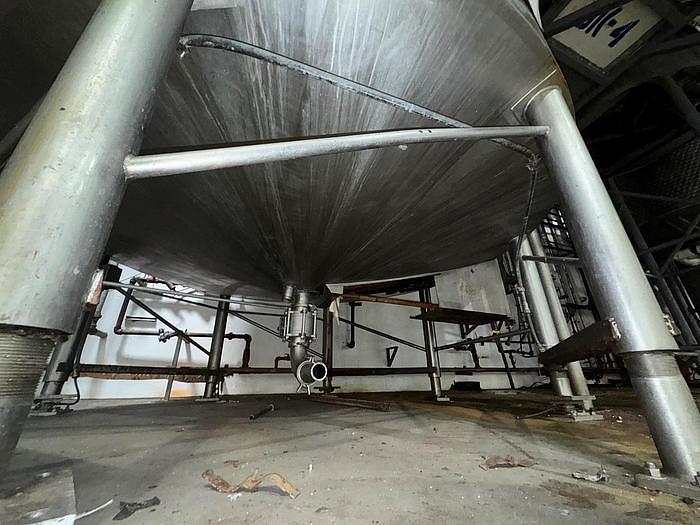 Used Stainless Steel 6,000 Gallon Jacketed & Double Motion Agitated Tank with scraper agitation and center agitation with turbine blade paddles