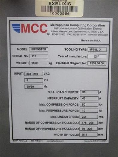 Used MCC Presster Tablet Press Replicator