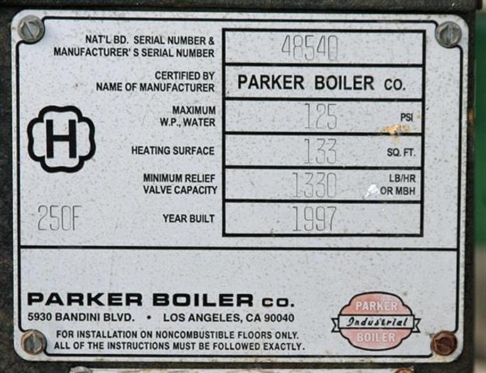 Used Parker T1140 natural gas Water Boiler