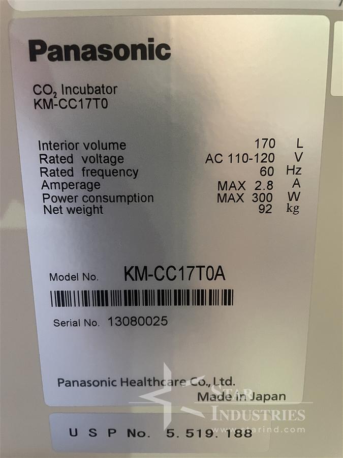 Used Panasonic Incu-safe Incubator, Model KM-CC1730A