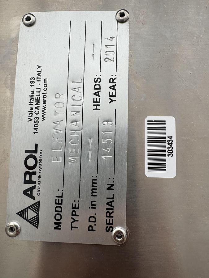 Used Arol Capper with Hopper and Elevator