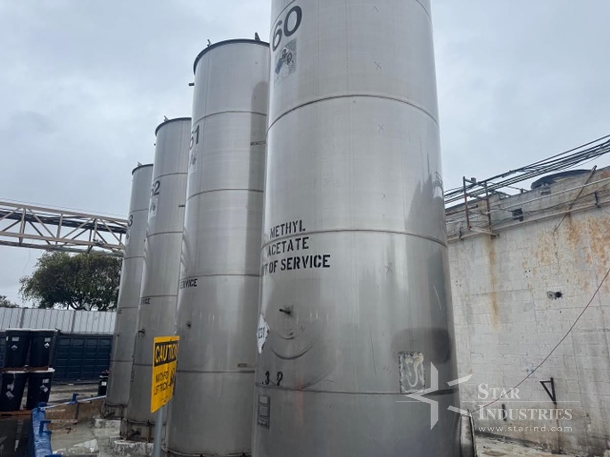 Used Tank, 4,200 Gallon, Stainless Steel, 6' Dia x 20' H, Valley Foundry, UL rated