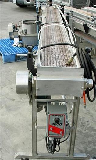 Used Conveyor, 112" x 8", variable speed, s.s. frame, plastic belt