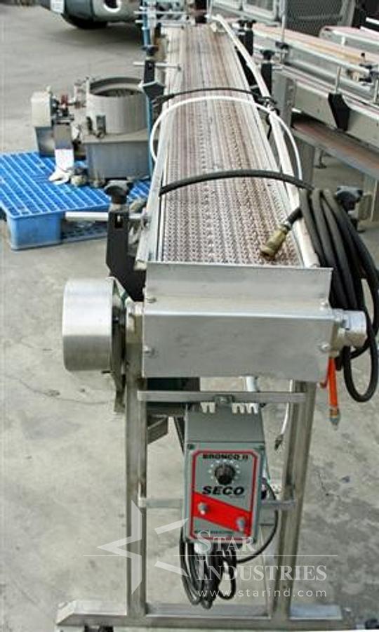 Used Conveyor, 112" x 8", variable speed, s.s. frame, plastic belt