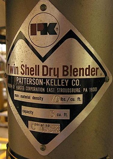 Used Patterson Kelley 5 c.f. Twin shell dry blender with bar
