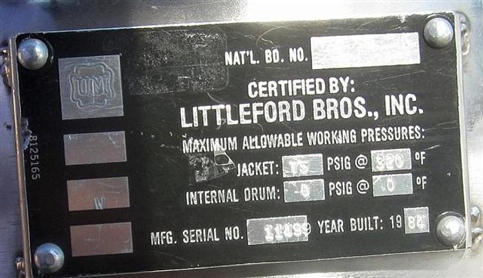 Used Littleford MGT125 125 liter jacketed Mixer