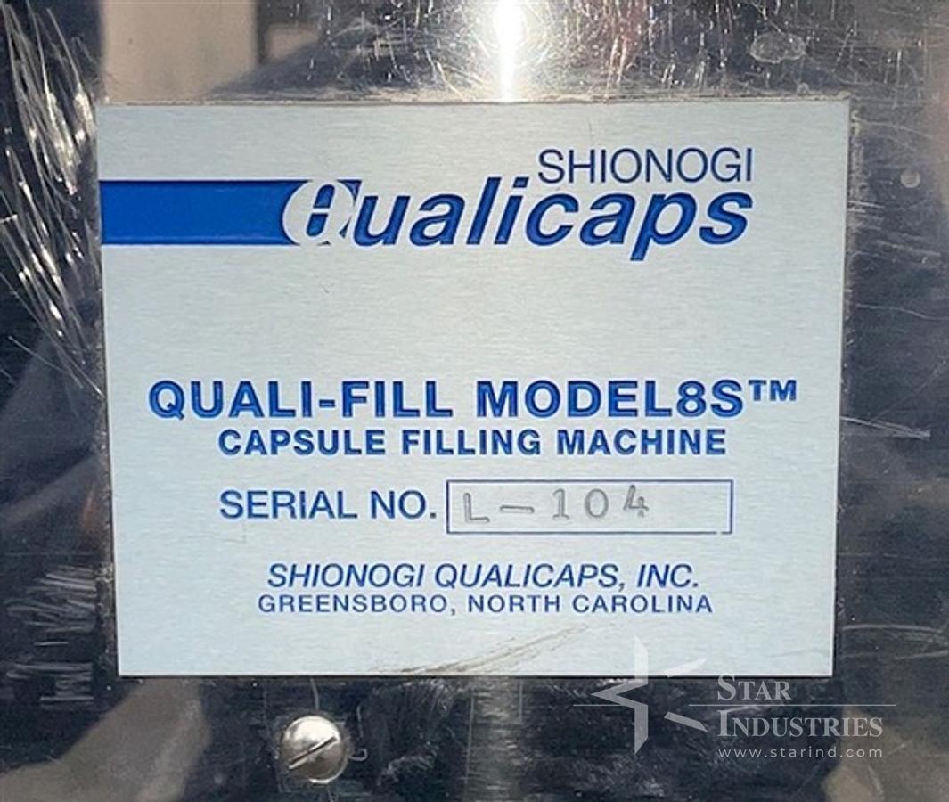 Used Shionogi Qualicaps Semi-Automatic Capsule Filler, Model 8S