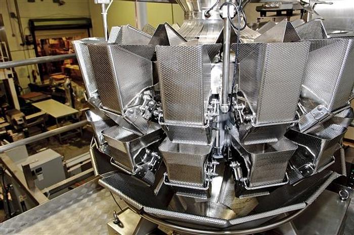 Used Ohlson 14 Head Combination Weighing Machine w/ Vertical Form Fill & Seal Bagging Machine