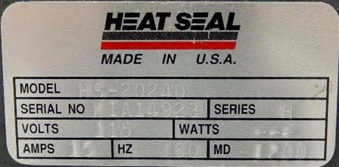 Used Heat Seal Mdl. HS2024D L-bar sealer.