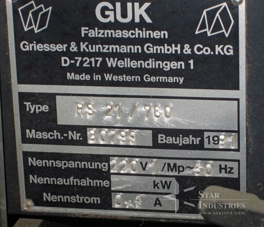 Used GUK Model RS 21/760 Inserter