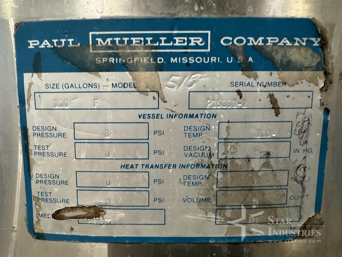 Used Stainless Steel Mueller tank
