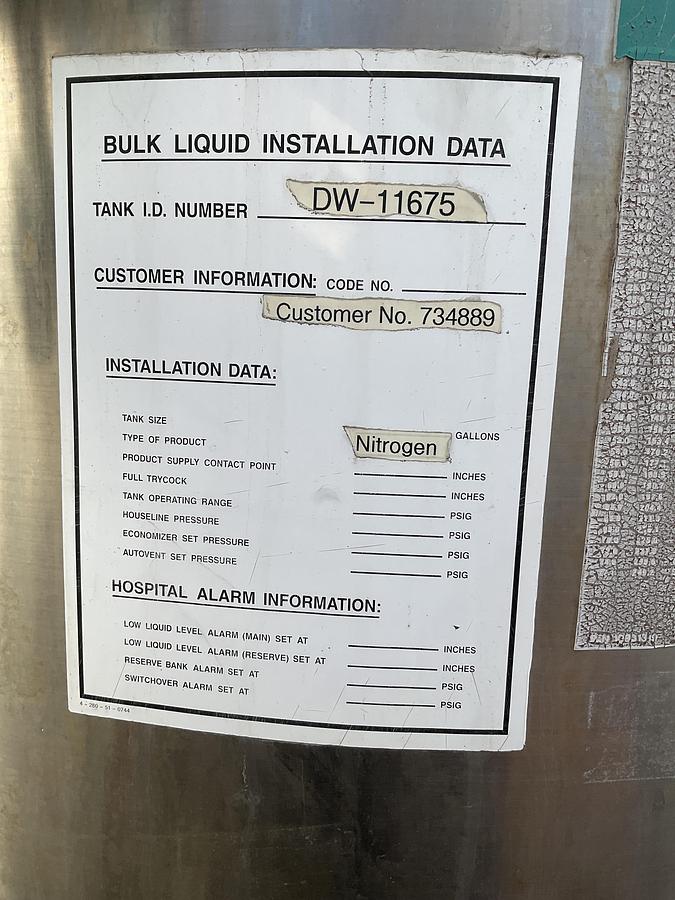 Used Approx. 350 gallon S.S. Nitrogen Reactor