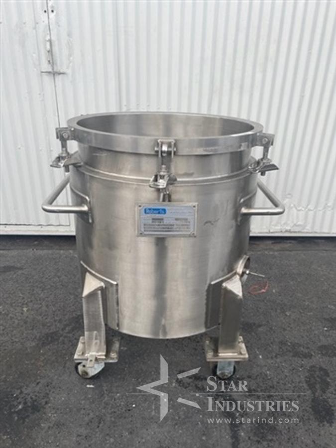 Used 40 gallon Robert's S.S. Jacketed Mix Can, 24" diam. x 24" deep