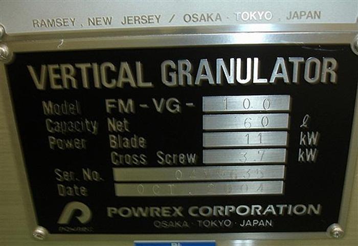 Used Glatt Powerex VG100 High Shear Granulator