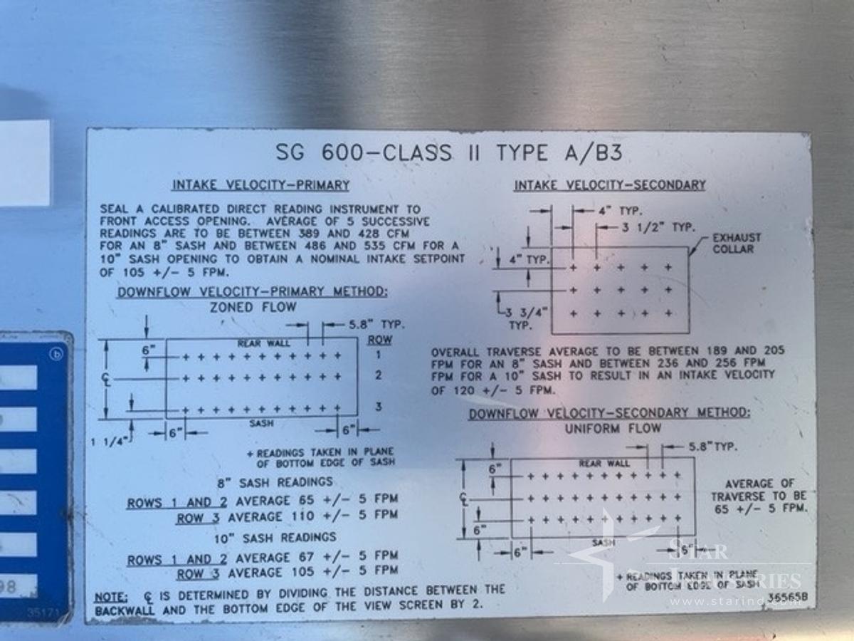 Used The Baker Co. Model SG 600 Class II Type A/B3 Chamber