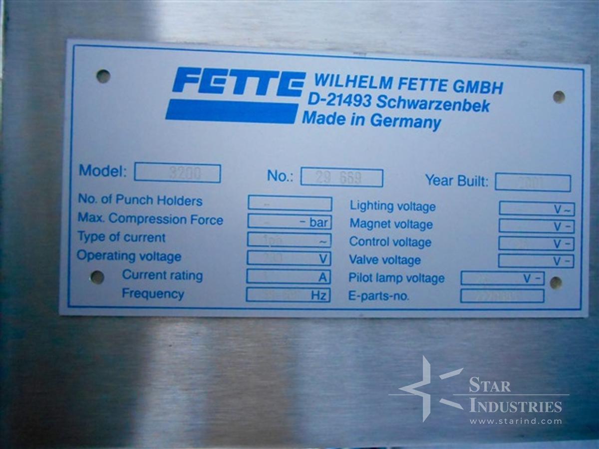 Used Fette Model 3200 Control Console