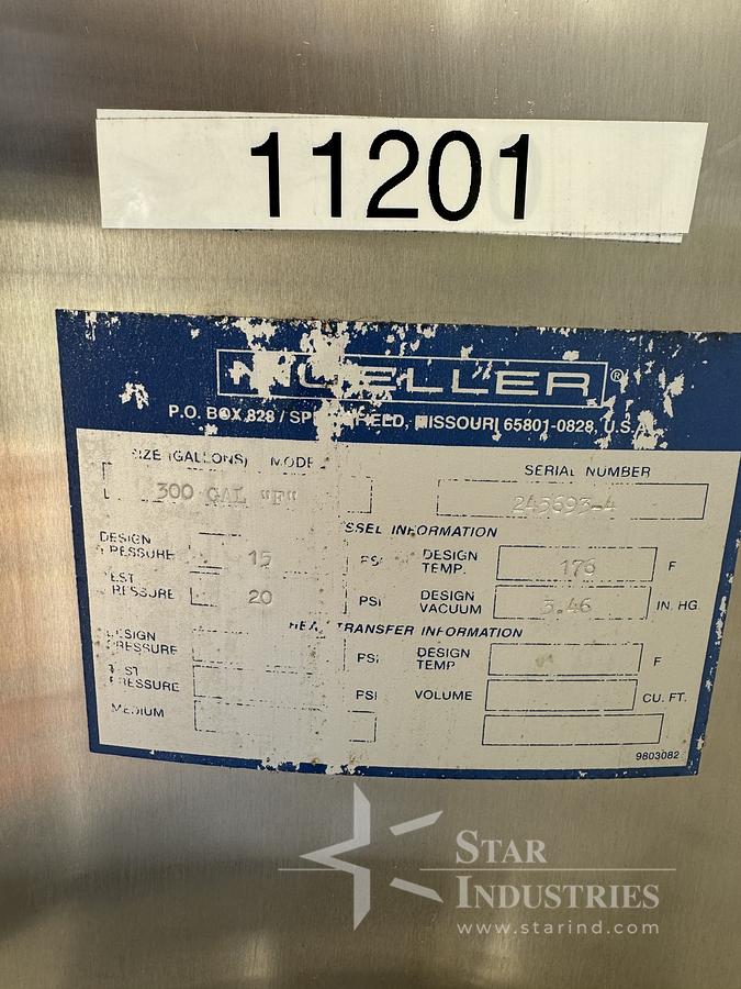Used 300 Gallons Mueller Tank Model F 316L