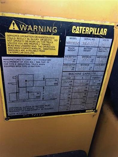 Used Caterpillar 3,000 lb electric forklift