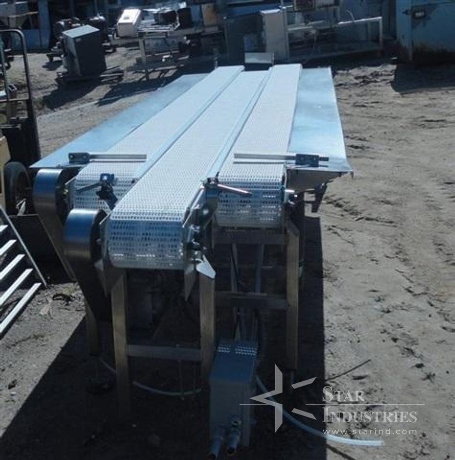 Used Pacific Conveyor Systems plastic mesh belt triple conveyor system