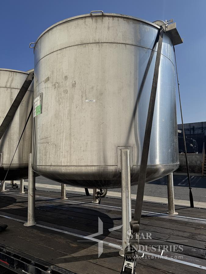 Used Tank, 1,300 Gallon, 316 Stainless Steel, Dish Bottom, JV Northwest