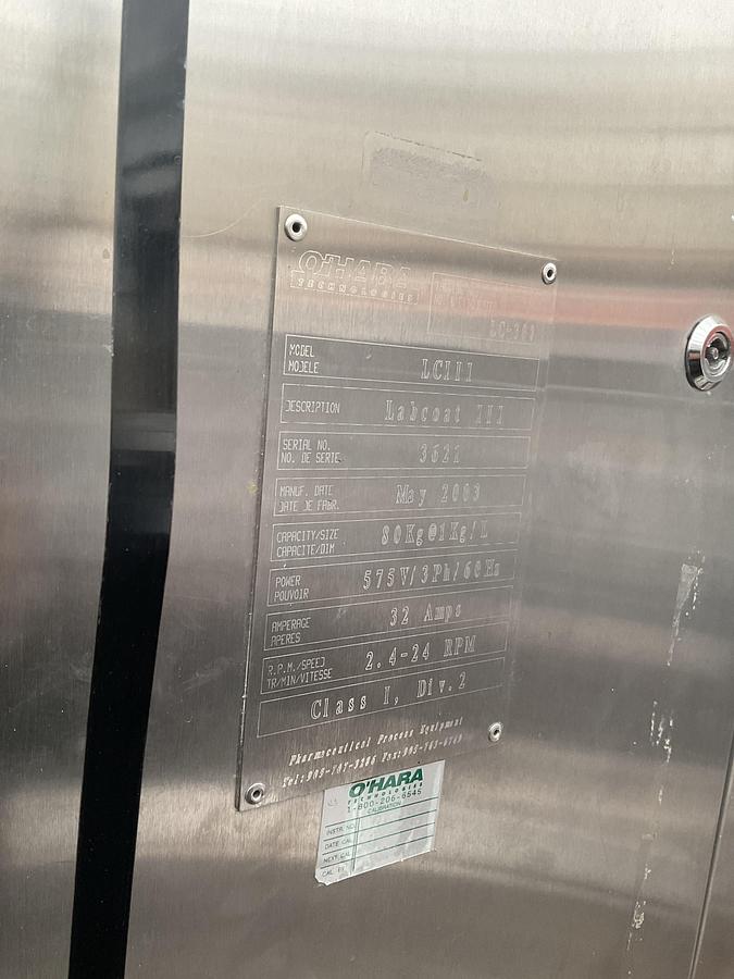 Used O'Hara Coating pan w/Spray Bar