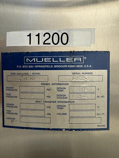 Used 300 Gallons Mueller Tank Model F 316L