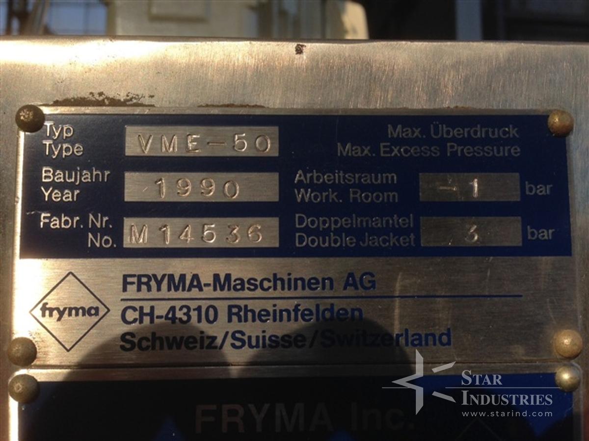 Used Fryma VME-50, 50 Liter jacketed, Process Mixer