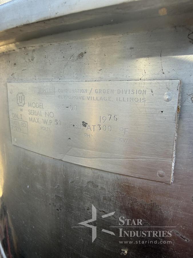 Used Groen Mixer Tank , Capacity 60 Gallons