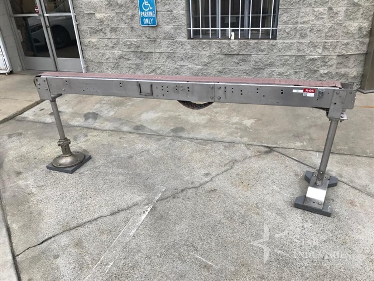 Used Stainless Steel Conveyor 4.5" x 100" with Plastic Slat Belt