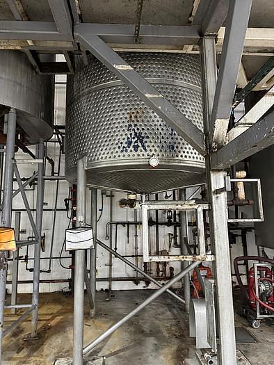 Used Stainless steel agitated dimple jacketed mix tank, approximately 3,000 Gallon