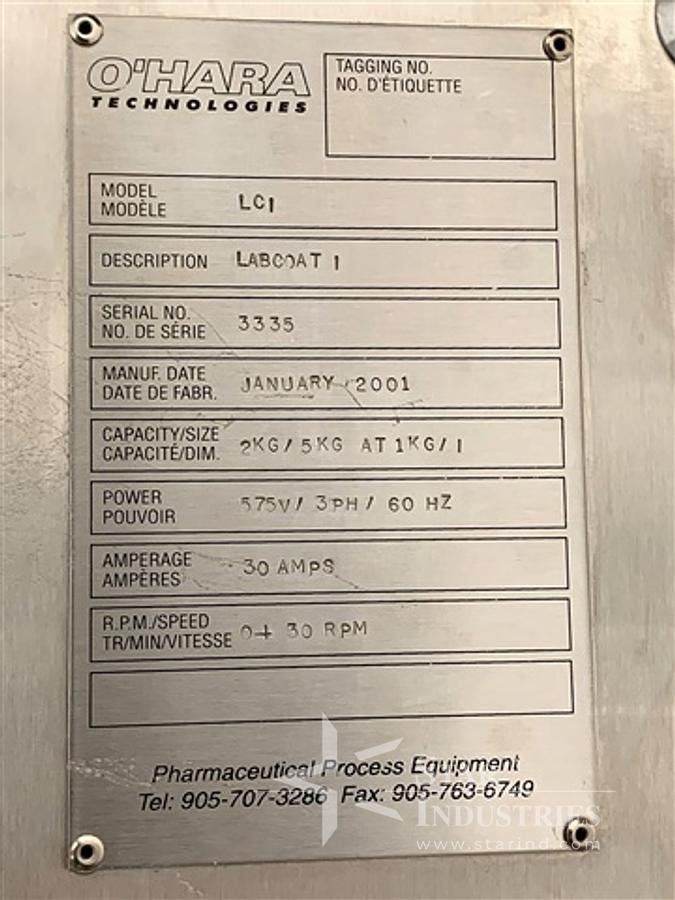 Used O'Hara Labcoat Coating Pan, Model LC1