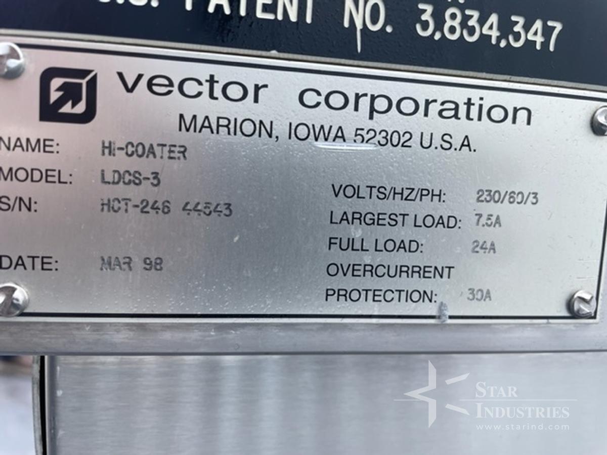Used Vector Corp. Model LDCS-3 Coating Pan w/ 3 Bowls