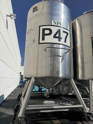 Used Tank, 450 Gallon, 316 Stainless Steel, Dome Top, Cone Bottom, Portable