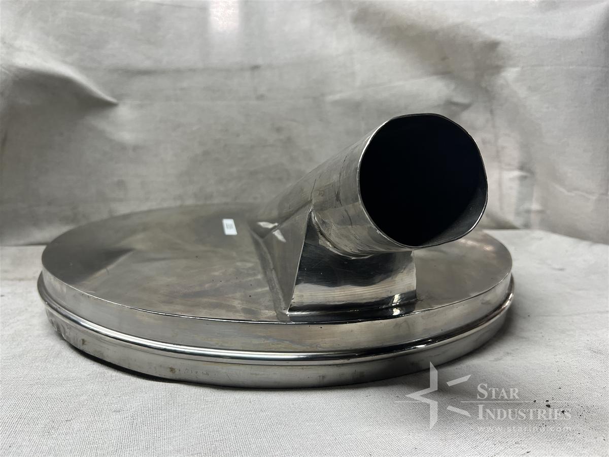 Used Stainless Steel Hopper Lid with Slanted Tube Inlet