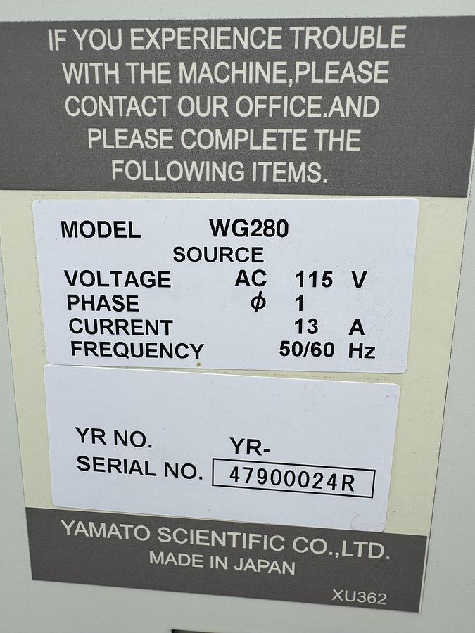 Used Yamato AutoFill Model VV6280