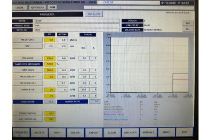 Used Gerteis Roller Compactor, 480/60/3