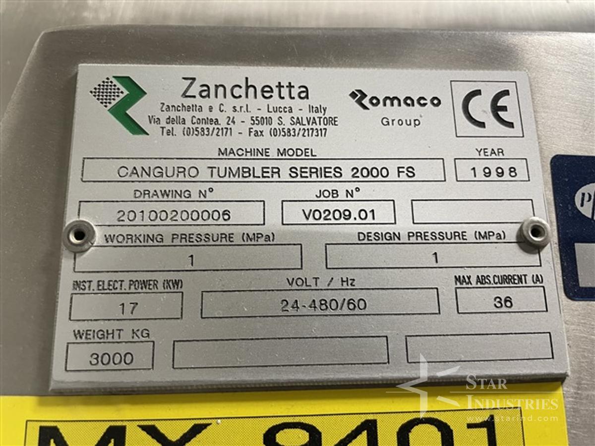 Used Zanchetta Canguro Bin Blender, Model 2000 FS