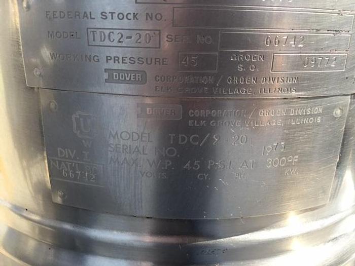 Used Groen 2 x 20 qt. Jacketed Mixer, TDC-2/20