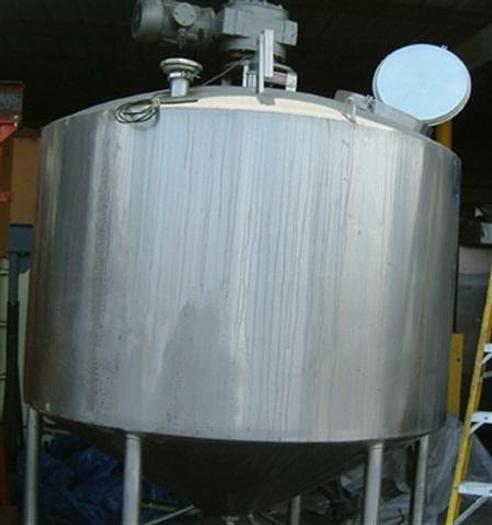 Used 1,000 gallon Swept 316 s.s. jacketed Tank w/ CIP