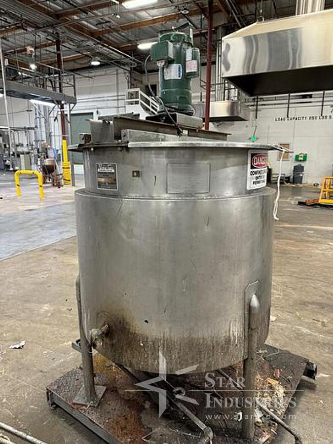 Used Tank, 170 Gallon, 316 Stainless Steel, Jacketed, Agitated