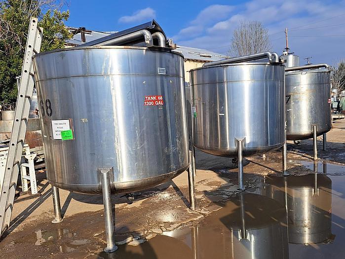 Used Tank, 1,300 Gallon, 316 Stainless Steel, Dish Bottom, JV Northwest