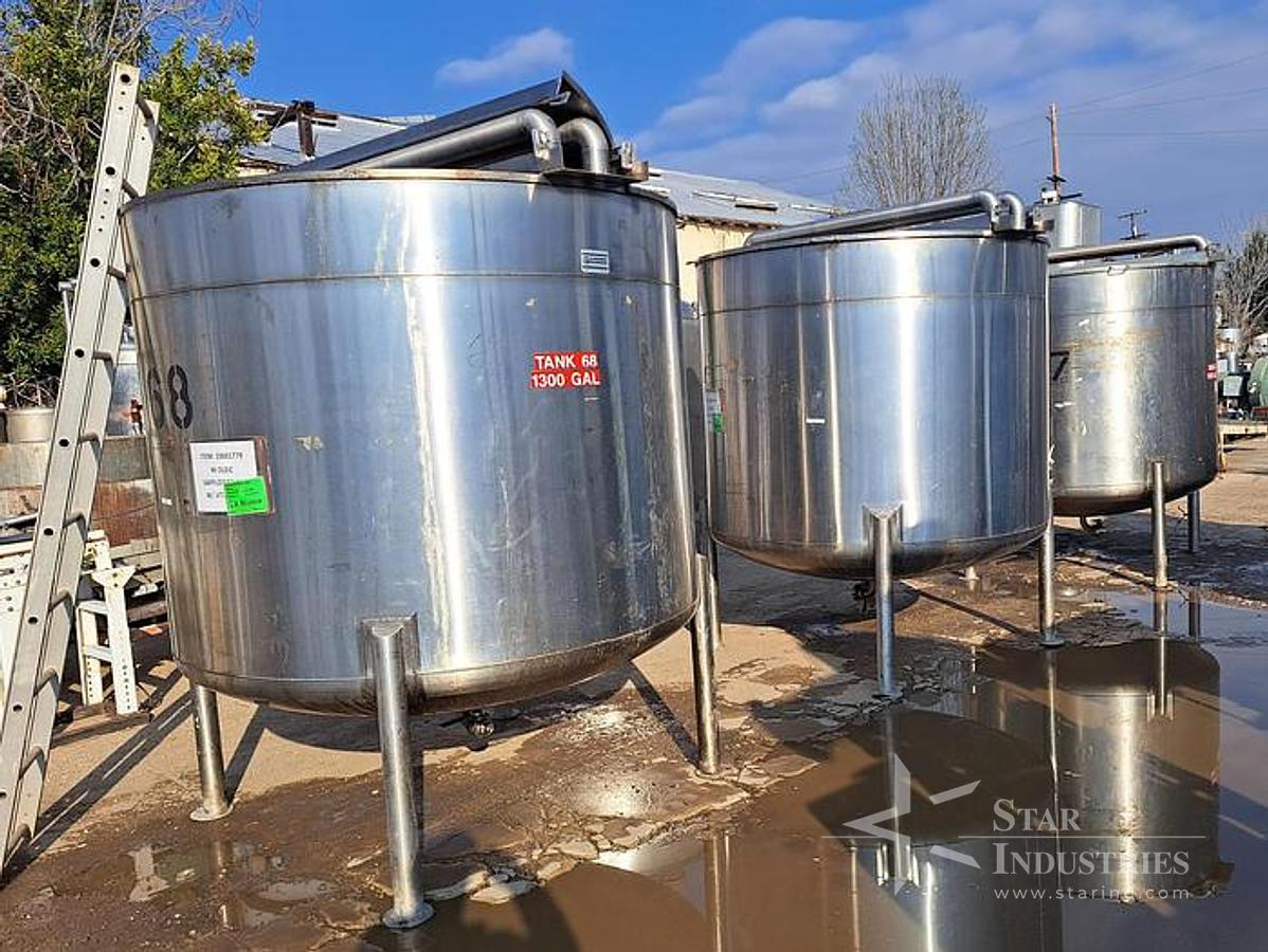 Used Tank, 1,300 Gallon, 316 Stainless Steel, Dish Bottom, JV Northwest