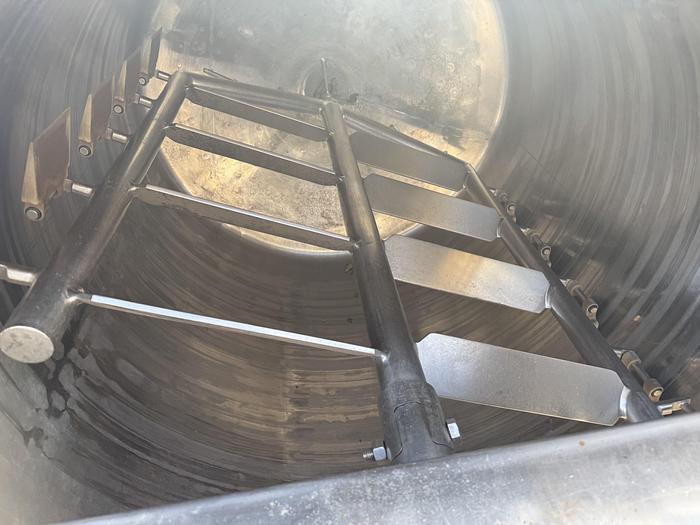 Used Tank, 500-Gallon, Stainless Steel, Scrape Agitation, JacketedMetal Craft 500-gallon stainless steel full jacketed and scrape agitated tank, constructed of 304 stainless steel. Measures 56" diameter x 58" straight side with flat top and dish bottom. Set up for side and bottom scrapers. Driven by a top-mounted drive through a gear reducer. 7.5 HP motor, 1755 RPM, 230/460V, 3/60Hz, with a gear reducer output of 40 RPM. Vessel is mounted on 4 stainless steel legs and features a 3" diameter center bottom outlet. Jacket Design pressure: 100 PSI, design temperature: 300°F. Last used in cosmetics industry.