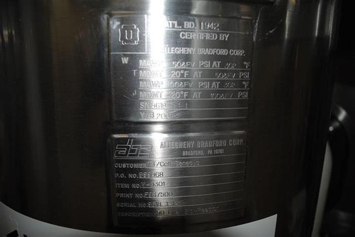 Used 50 Liter Stainless Steel Allegheny Bradford Receiver.